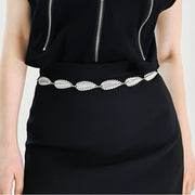 Silver Waist Chain with Feather Leaves Design