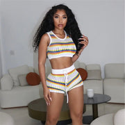 Contrasting High-Waist Short Set for Women