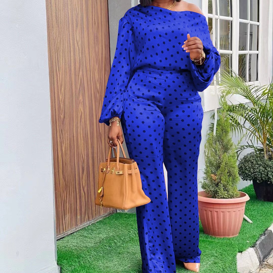 Polka Dot Long Sleeve Commute Pants