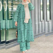 Army Green Women's Muslim Print Jumpsuit Set
