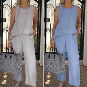 Women's Elegant 2-piece Set, Sleeveless Top & Cropped Pants
