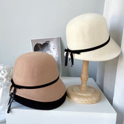 Khaki, Black, White Fine Bow Women's Wool Felt Hats