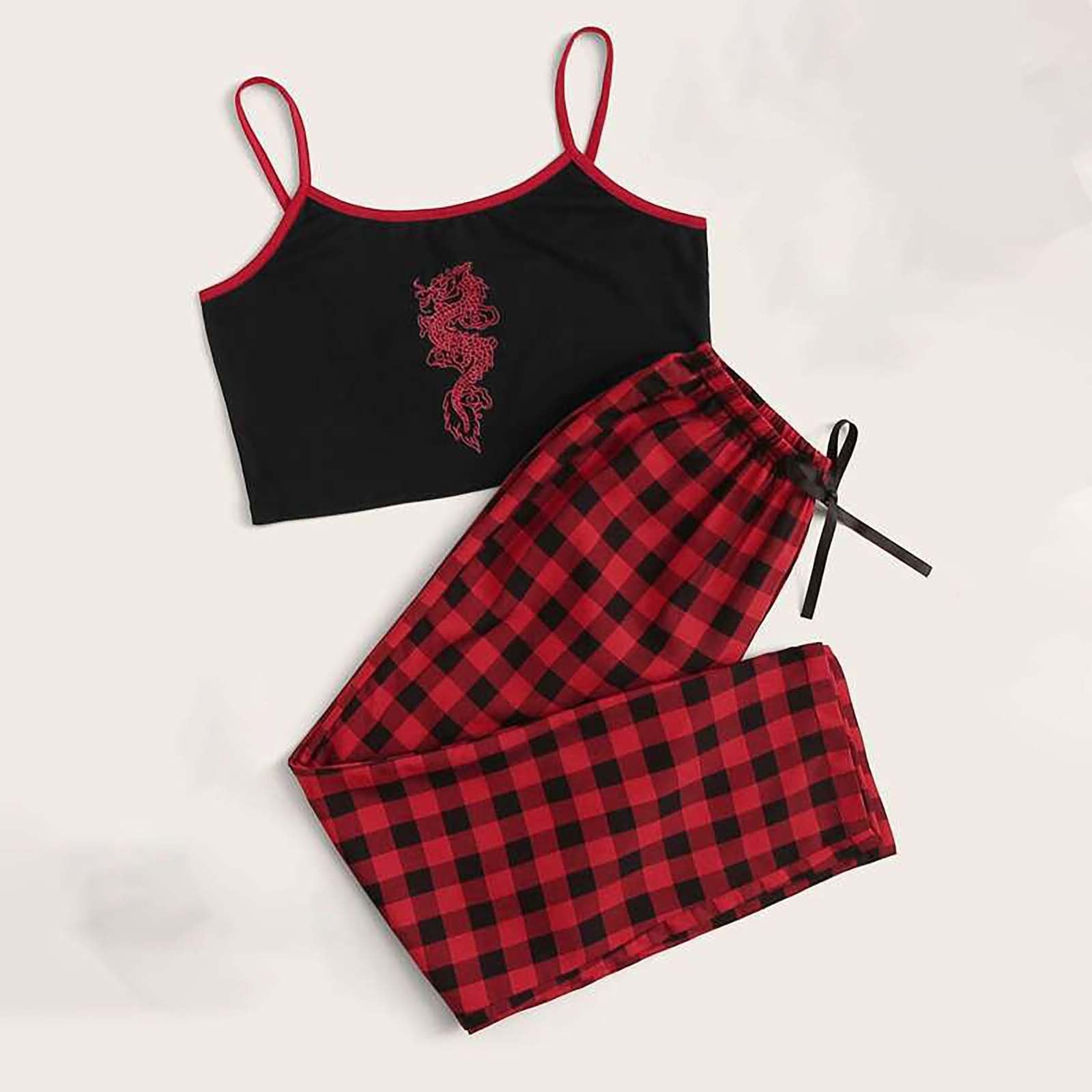 Casual Red Plaid Two-Piece Suit