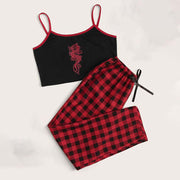 Casual Red Plaid Two-Piece Suit