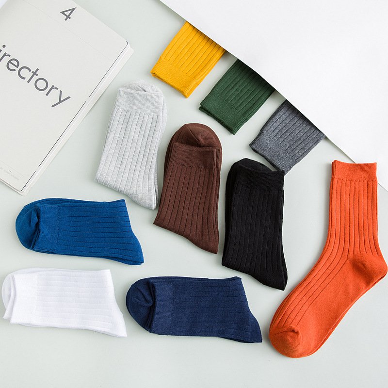 Men's Solid Color Striped Socks