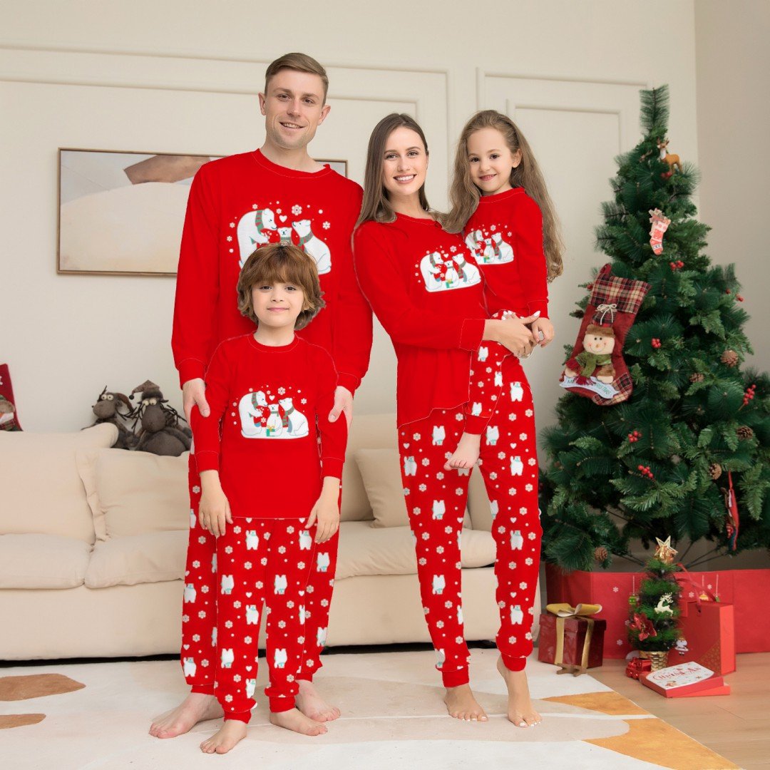 Cozy Red Snowman Family Christmas Suit Set
