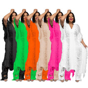 Women's Solid Color Knit Jumpsuit with Tassel Detail
