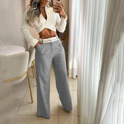 Women's High-Waist V-Neck Jumpsuit with Long Sleeves