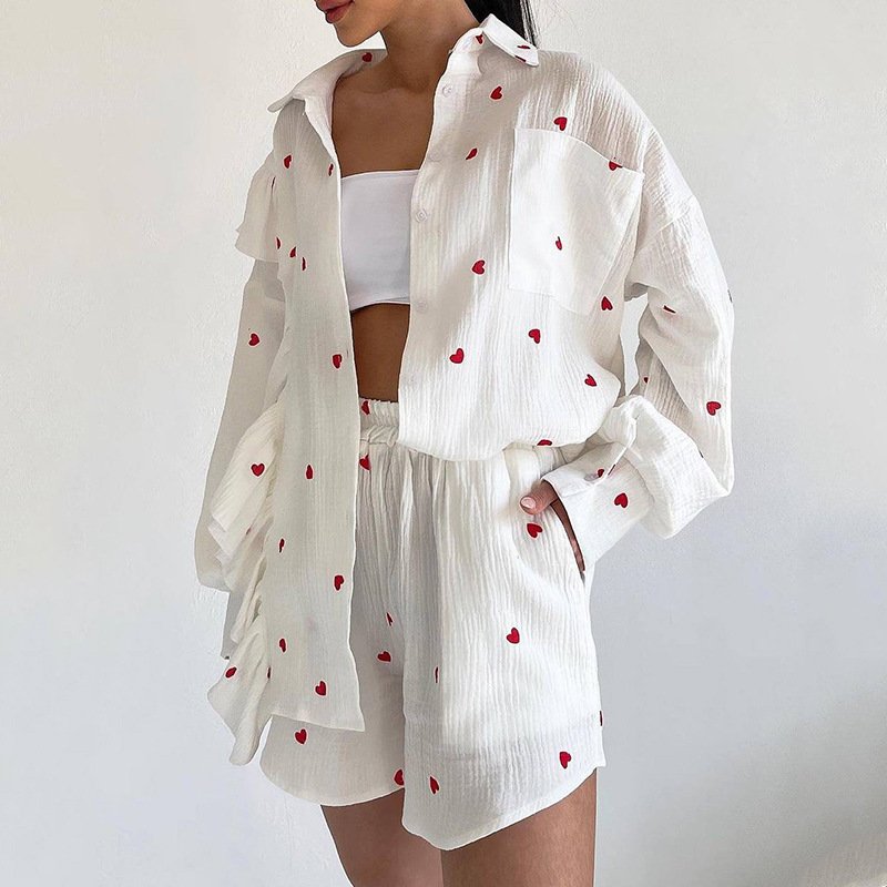 Heart Print Shorts for Women