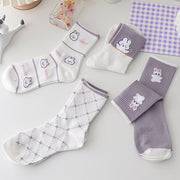 Purple Mid-Calf Socks for Women