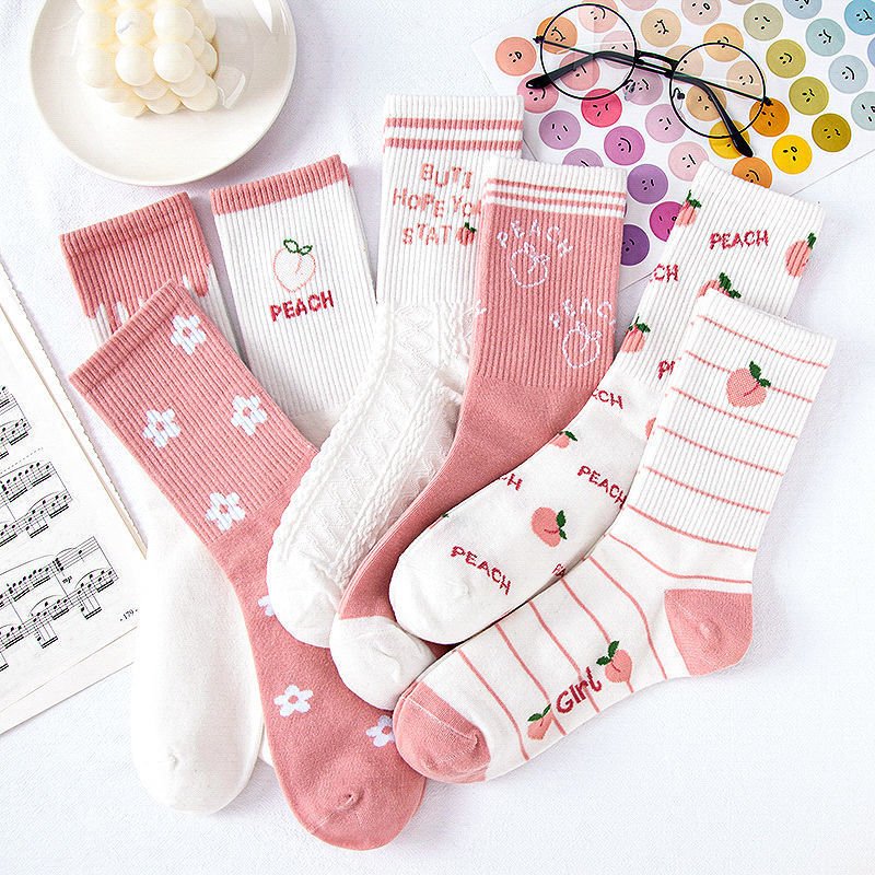 Cute Tulip Print Sports Socks for Women