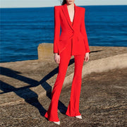 Red Bell-Bottom Pants Suit for Women