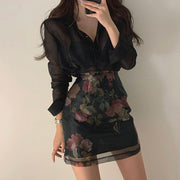 High-Waist Sun Protection Chiffon Skirt Set