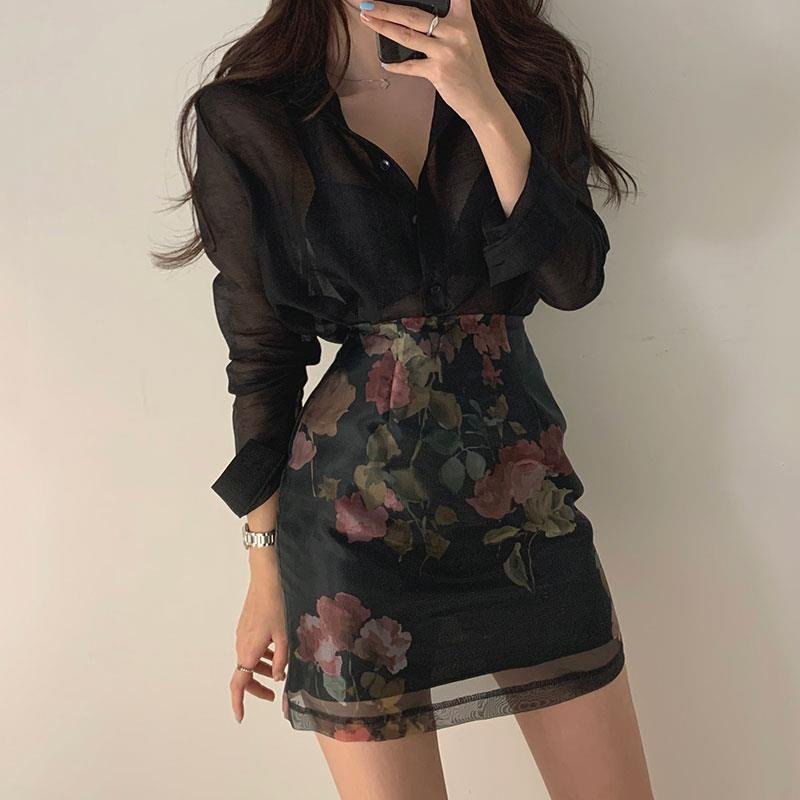 High-Waist Sun Protection Chiffon Skirt Set