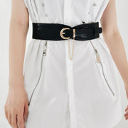 Elegant Chain Belt for Women - Wide Waist Restraint with Metal Pin Buckle