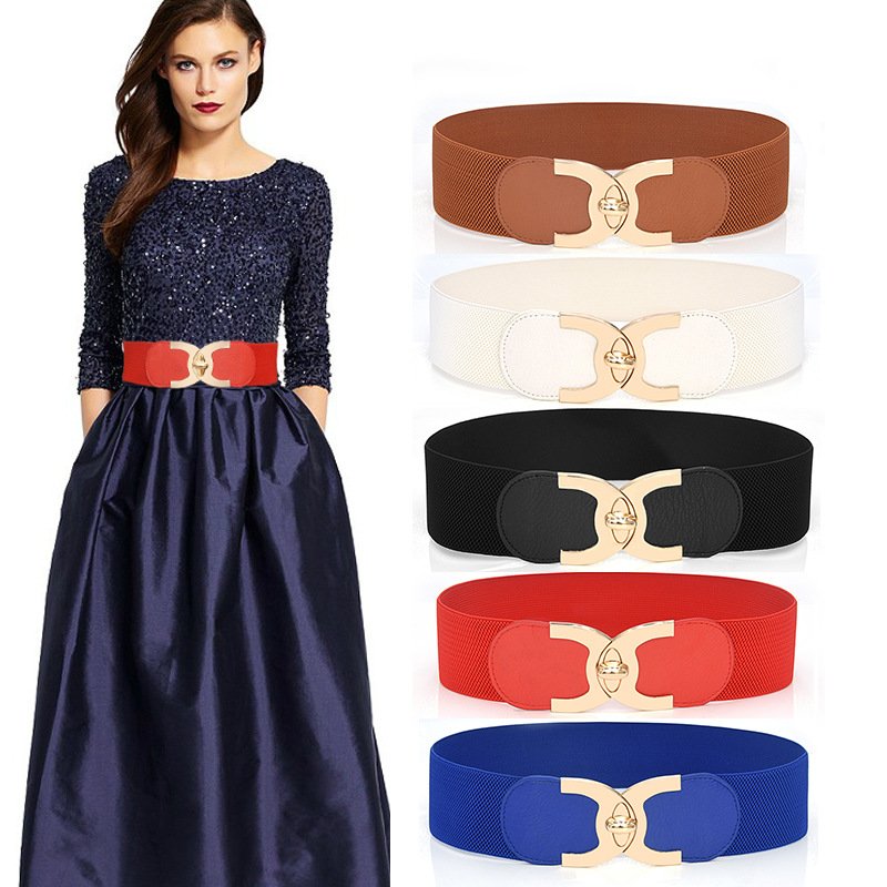 Adjustable Wide Elastic Waist Belt for Women