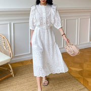 White Lace Jumpsuit Set for Women