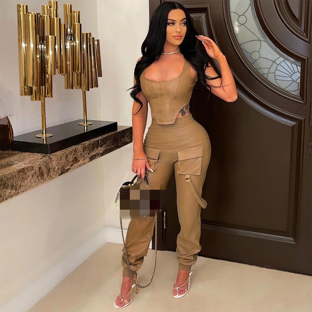 Sleeveless Streetwear Jumpsuit Set