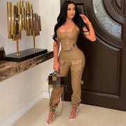 Sleeveless Streetwear Jumpsuit Set