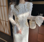 Women's White Lace Jumpsuit for Social Occasions