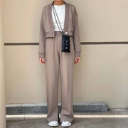 Solid Color Long Sleeve Jumpsuit Set