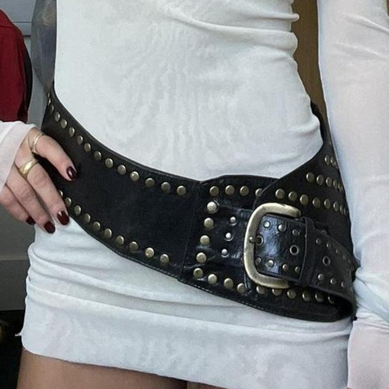 Retro Leather Wide Belt for Men