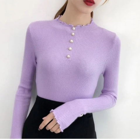Half Turtleneck Pullover Sweaters Women's Clothing Slim Fit