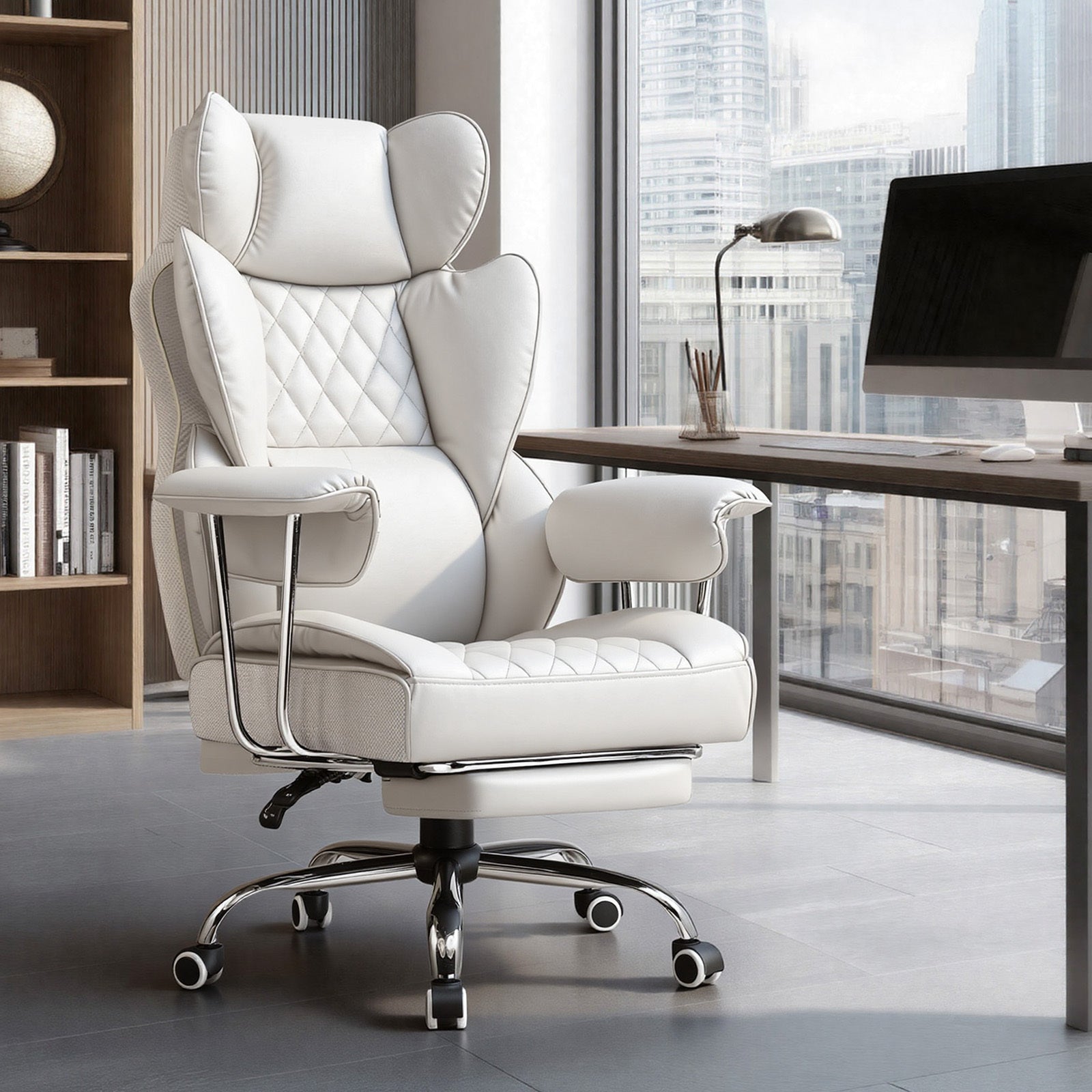 Wide Executive Office Chair with Lumbar Support and Adjustable Height