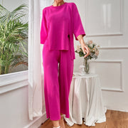Women's Knitted Two-piece Suit High Waist Split Round Neck