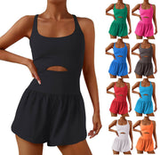 Casual Women's Sports Jumpsuit Shorts Vest Set