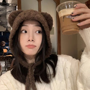 Cute Bear Ears Plush Hat for Women