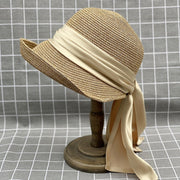 Summer Satin Ribbon Bucket Hat for Women