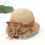 Floral Curled Brim Straw Hat for Women