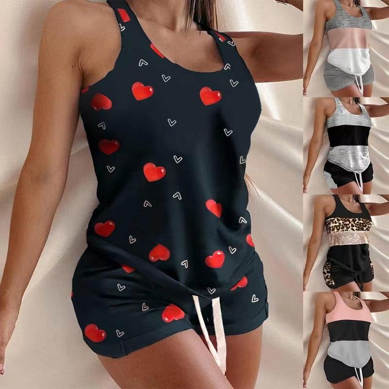 Multicolor Printing Shorts Suit for Women