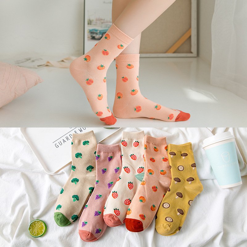 Strawberry Tomato Tube Socks - Pastoral Style Japanese Lolita Socks