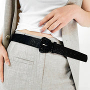 Wide Fashion Sequin Belt with Needle Buckle