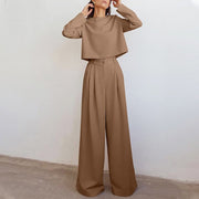 Khaki & Gray Two-piece Cotton Jumpsuits for Women