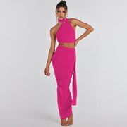 Backless Tube Top Slim Fit Pleated Skirt for Women
