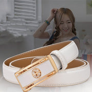 Women's Fashion Automatic Leather Belt with Decorative Buckle