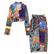 Women's Floral Jumpsuit Skirt Set