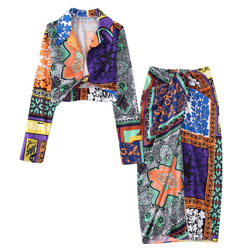 Women's Floral Jumpsuit Skirt Set