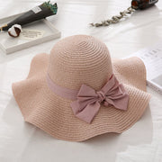 Women's Pearl Bowknot Straw Hat