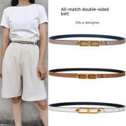 Thin Genuine Leather Belt for Dress