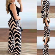 Sleeveless Top Vest & Striped Tights Set for Women