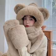 Autumn Winter Warm 3-in-1 Plush Scarf Set