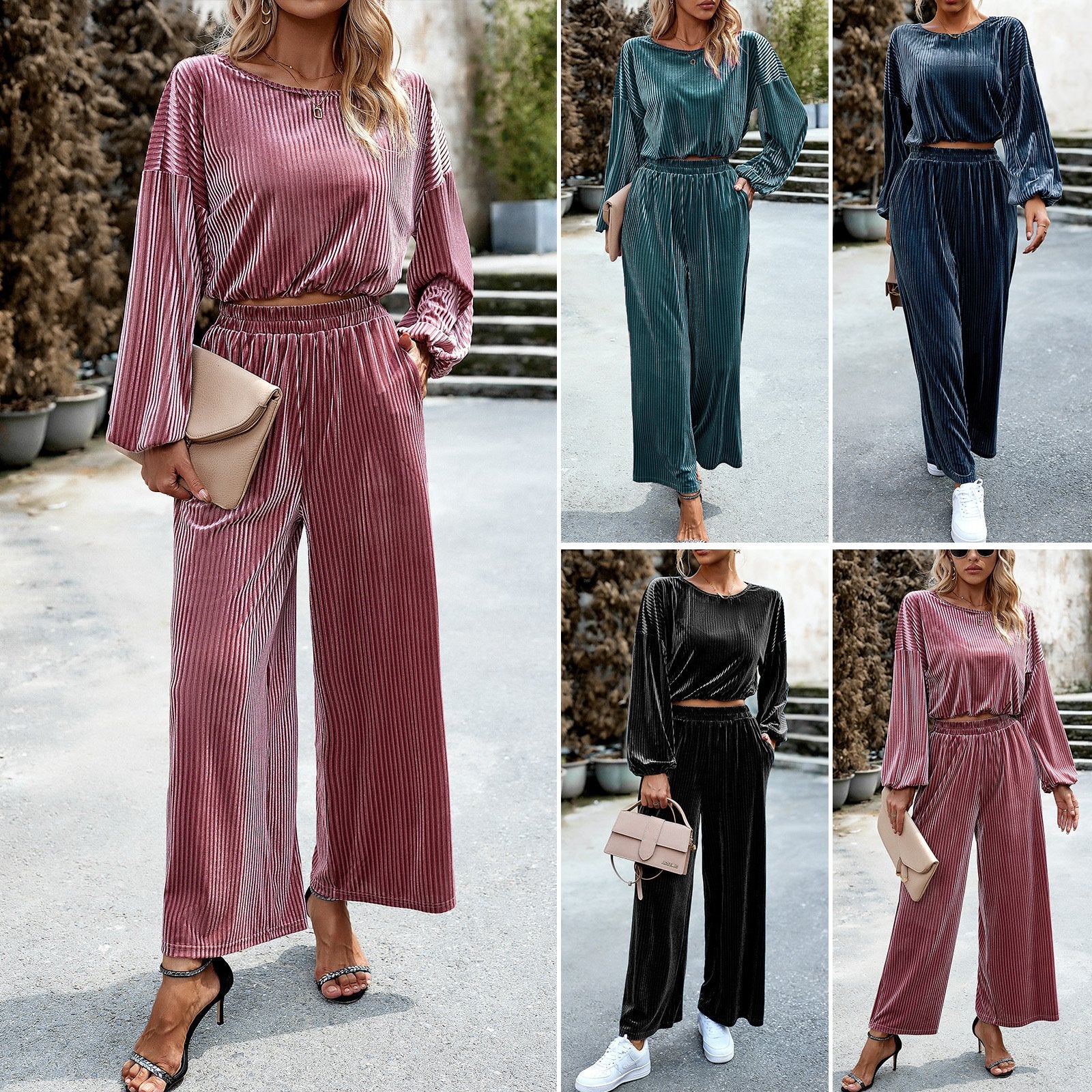 Women's Velvet Jumpsuit Set for Casual Everyday Wear