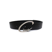 Simple Black Leather Belt with Metal Buckle