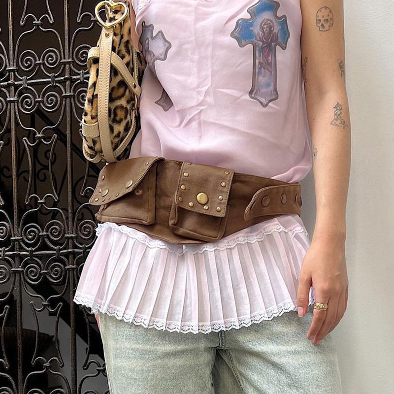 Retro Western Waist Bag with Metal Buckle