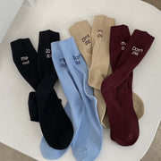 Cozy Double Needle Letter Socks for Women