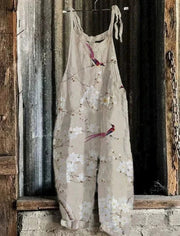 Retro Animal Print Overalls Romper
